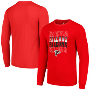 Men's Starter Red Atlanta Falcons Team Name Graphic Long Sleeve T-Shirt