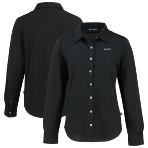 Women's Cutter & Buck Black New Orleans Saints  Advantage Eco Soft Pique Tri-Blend Long Sleeve Button-Up Shirt