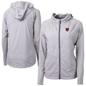 Women's Cutter & Buck Gray Chicago Bears  Adapt Eco Knit Hybrid Recycled Full-Zip Jacket