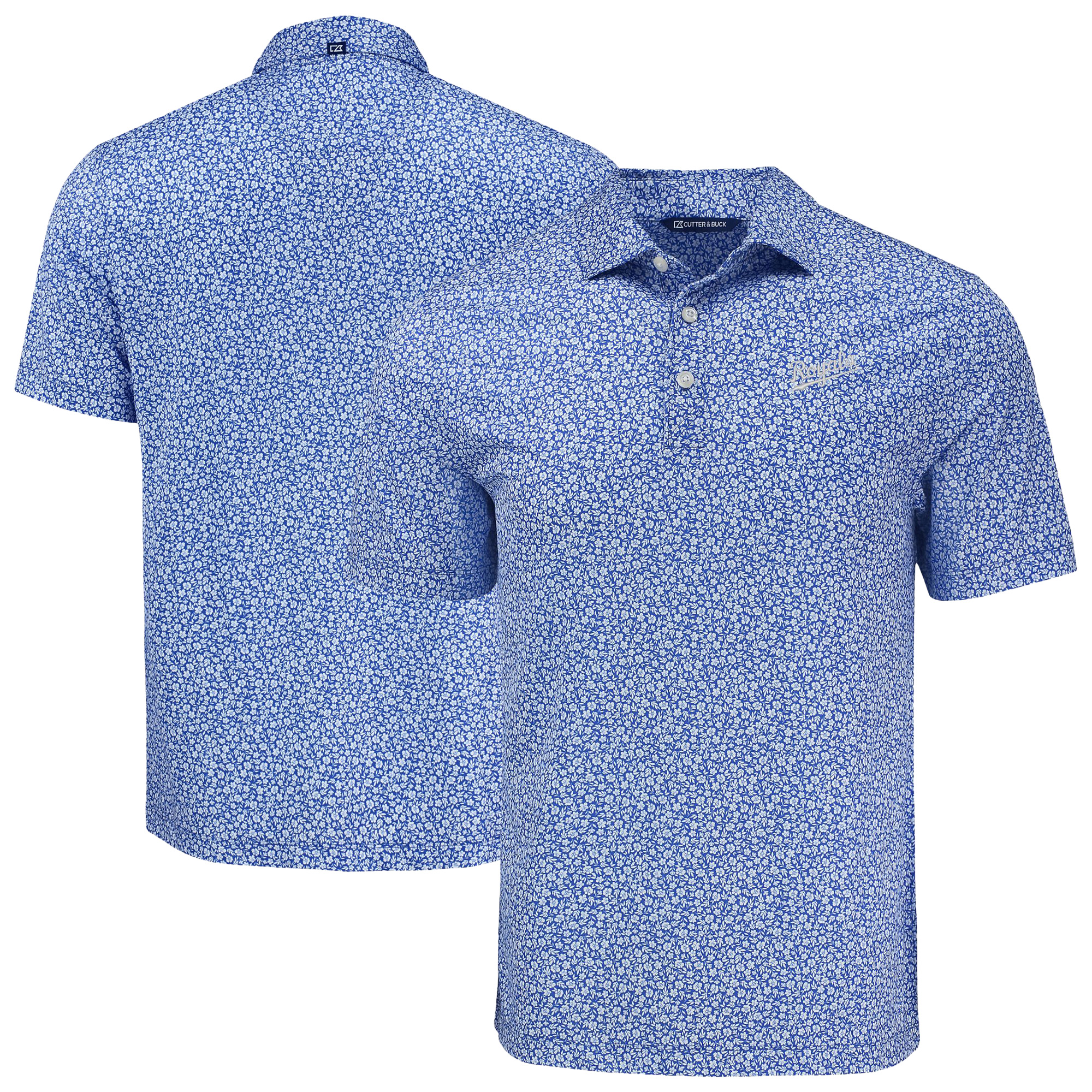 Men's Cutter & Buck Blue Kansas City Royals Pike Eco Flora Print Recycled Polo - Image 5