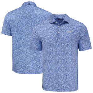 Men's Cutter & Buck Blue Kansas City Royals Pike Eco Flora Print Recycled Polo