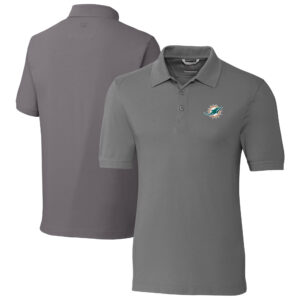 Men's Cutter & Buck Gray Miami Dolphins Big & Tall Advantage Eco Pique DryTec Tri-Blend Polo