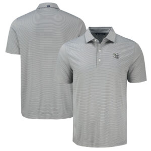 Men's Cutter & Buck Gray Miami Dolphins Forge Eco Fine Line Stripe Polo
