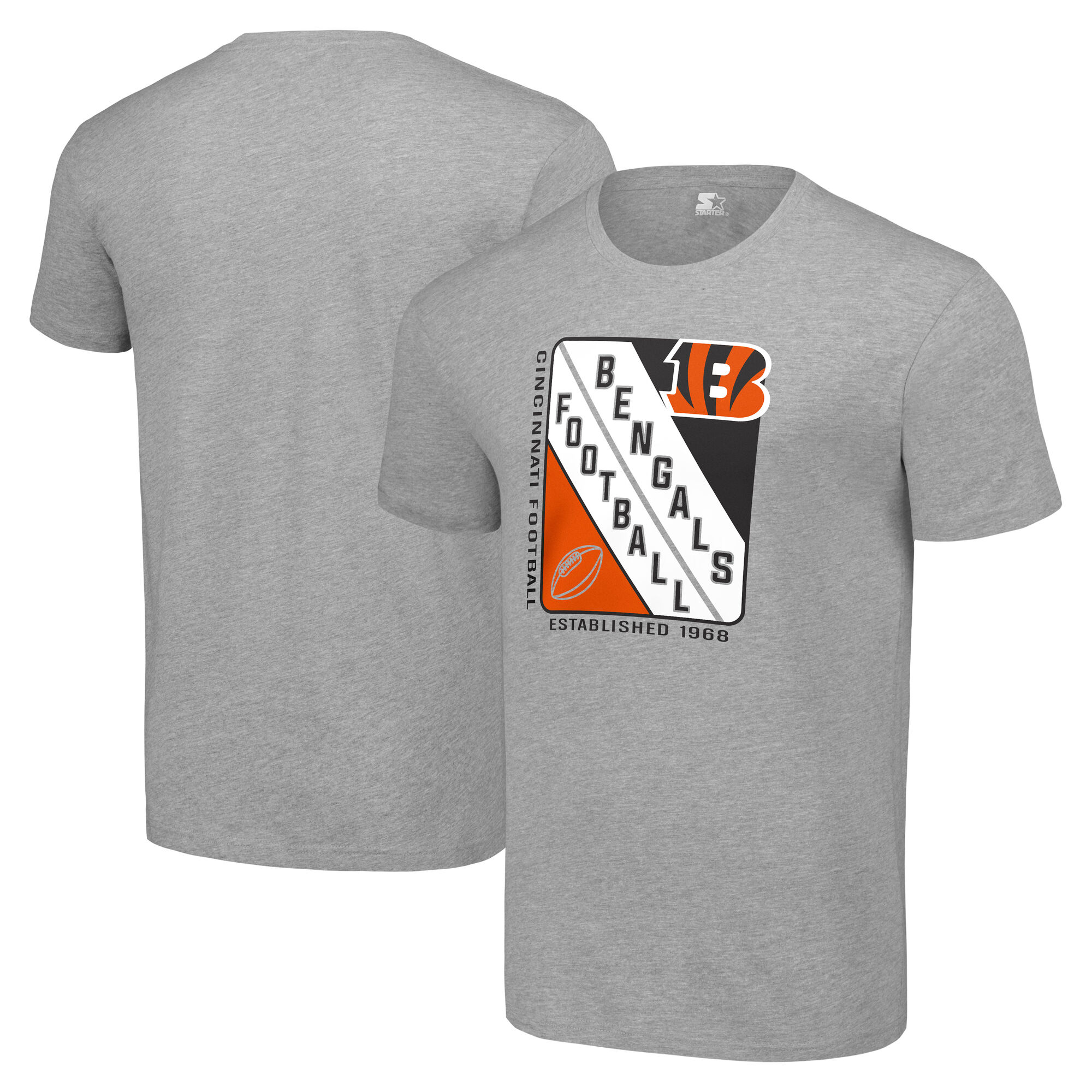 Men's Starter Heather Gray Cincinnati Bengals Shield Logo T-Shirt - Image 2