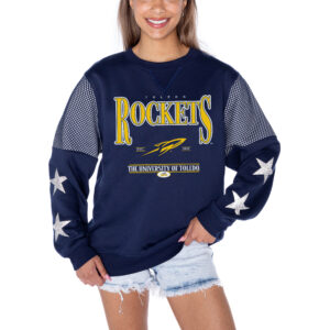 Women's Gameday Couture Navy Toledo Rockets Shining Spirit Fleece Pullover Sweatshirt