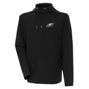 Men's Antigua Black Philadelphia Eagles Pure Honeycomb Pullover Hoodie