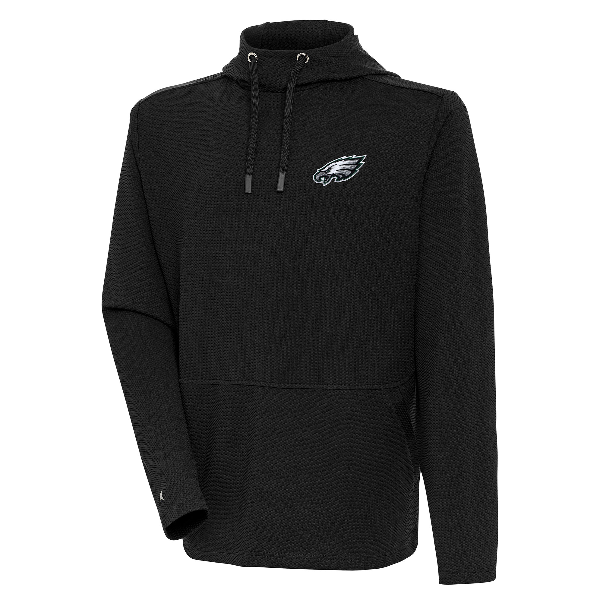 Men's Antigua Black Philadelphia Eagles Pure Honeycomb Pullover Hoodie