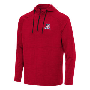 Men's Antigua Heather Red Arizona Wildcats Spikes Raglan Quarter-Zip Hoodie