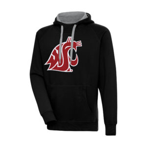 Men's Antigua Black Washington State Cougars Big & Tall Victory Raglan Pullover Hoodie