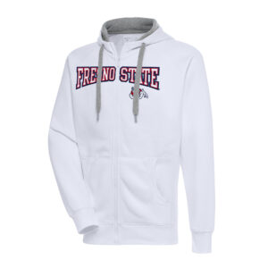 Men's Antigua White Fresno State Bulldogs Big & Tall Victory Raglan Full-Zip Hoodie Jacket