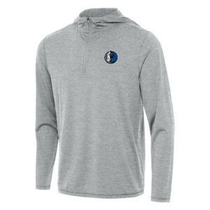 Men's Antigua Heather Gray Dallas Mavericks Tidy Quarter-Zip Hoodie