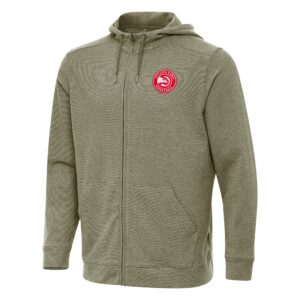 Men's Antigua Olive Atlanta Hawks Effortless Full-Zip Hoodie Jacket