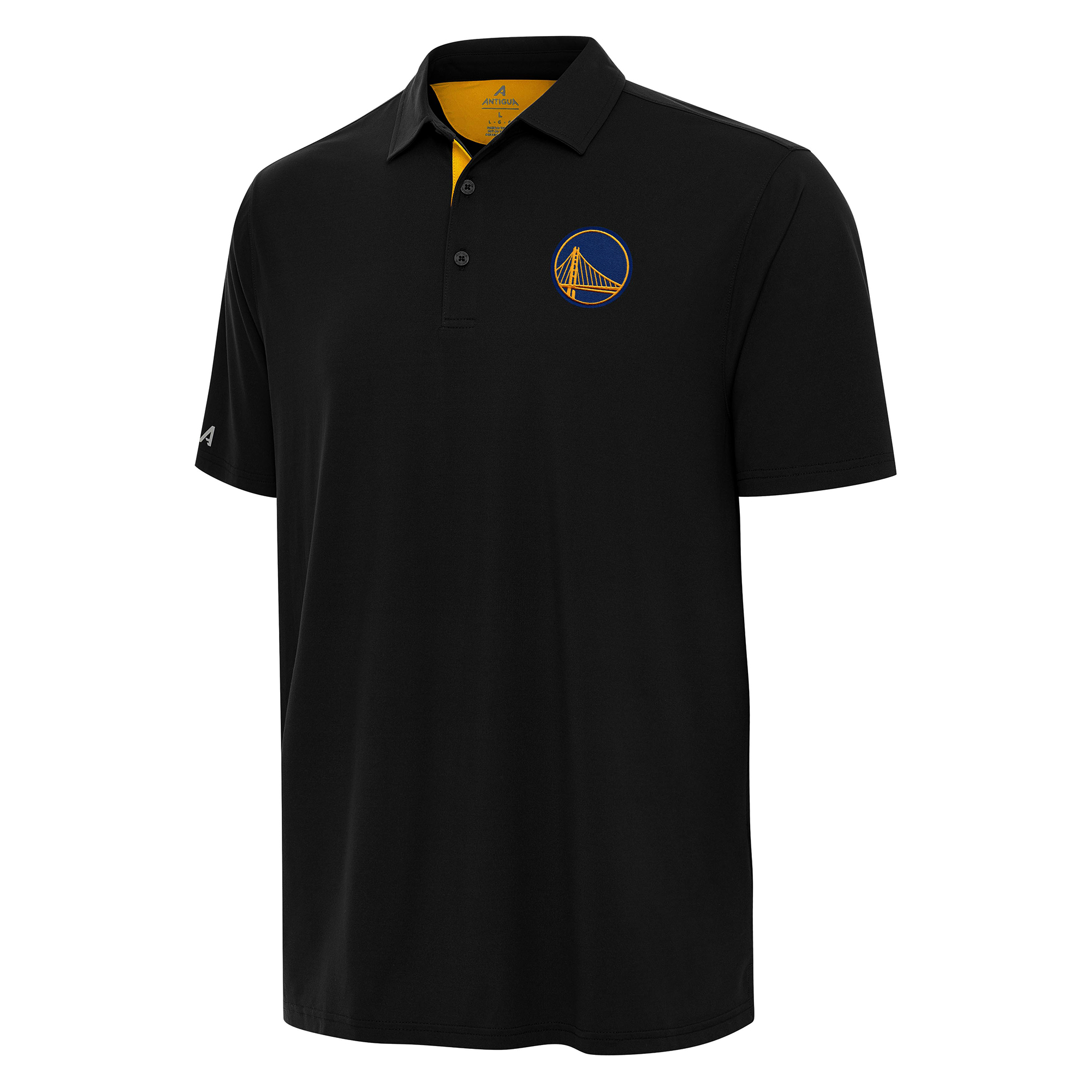 Men's Antigua Black/Gold Golden State Warriors Era Polo