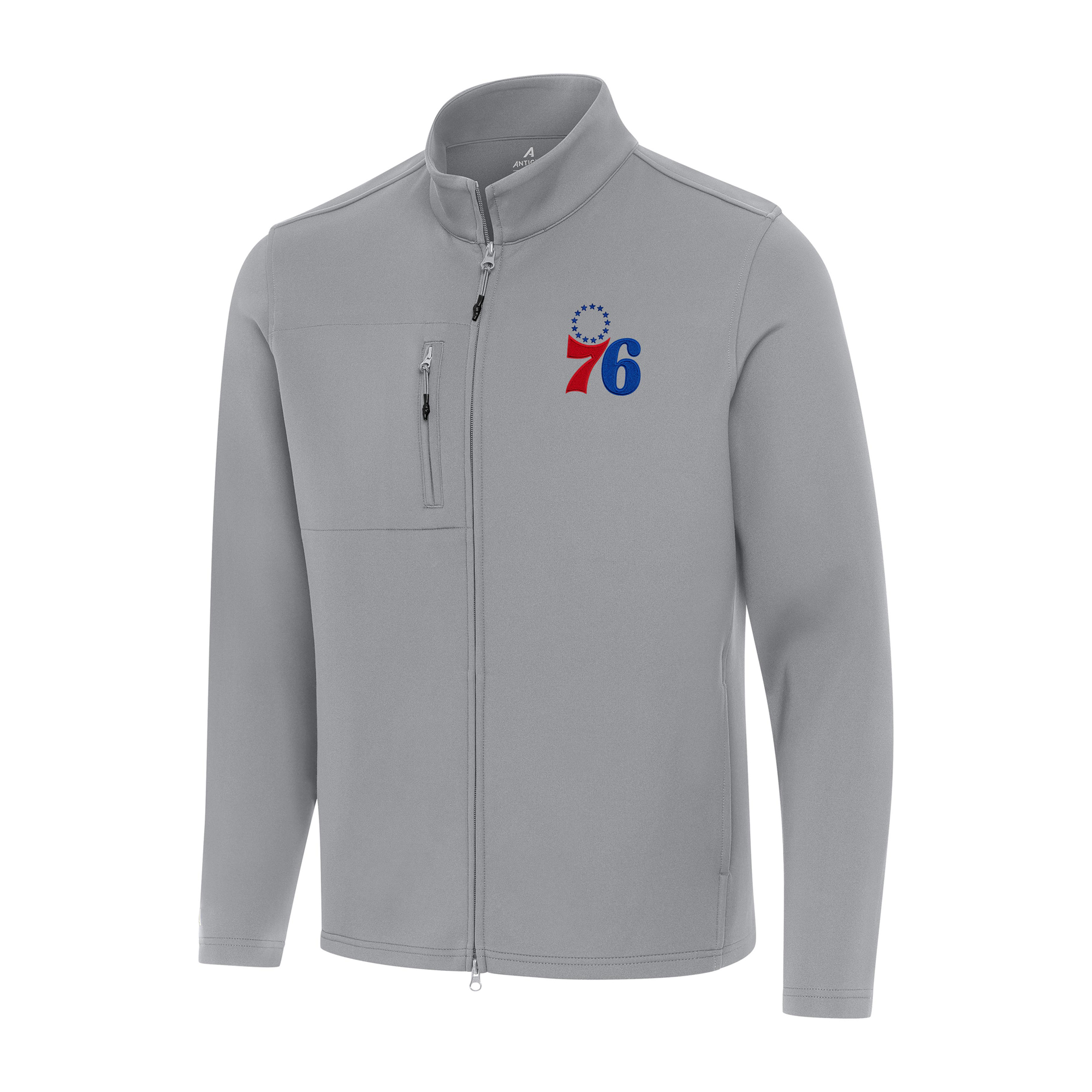 Men's Antigua Gray Philadelphia 76ers Objection Double-Peached Full-Zip Jacket