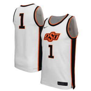 Men's Nike #1 White Oklahoma State Cowboys  Replica Basketball Jersey