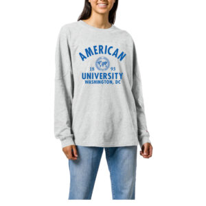 Women's Ash American University Eagles League Collegiate Wear Throwback Oversized Long Sleeve T-Shirt