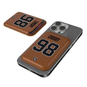 Keyscaper Maxx Crosby Brown Las Vegas Raiders Magnetic Credit Card Wallet