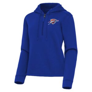 Women's Antigua  Blue Oklahoma City Thunder Contemporary Quarter-Zip Hoodie