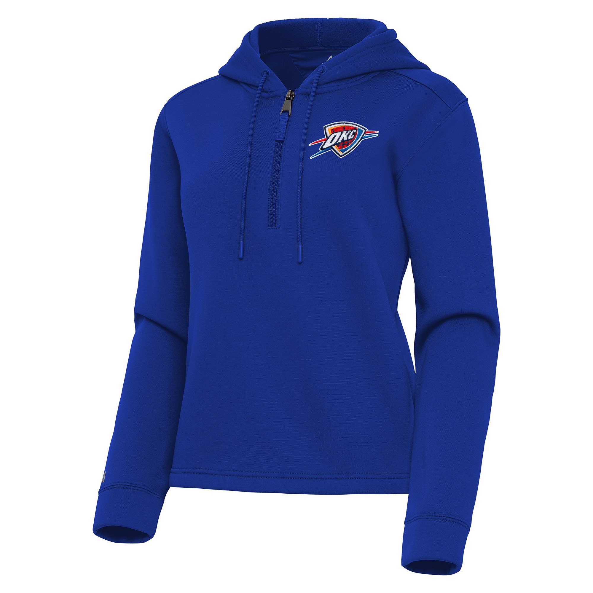 Women's Antigua Blue Oklahoma City Thunder Contemporary Quarter-Zip Hoodie