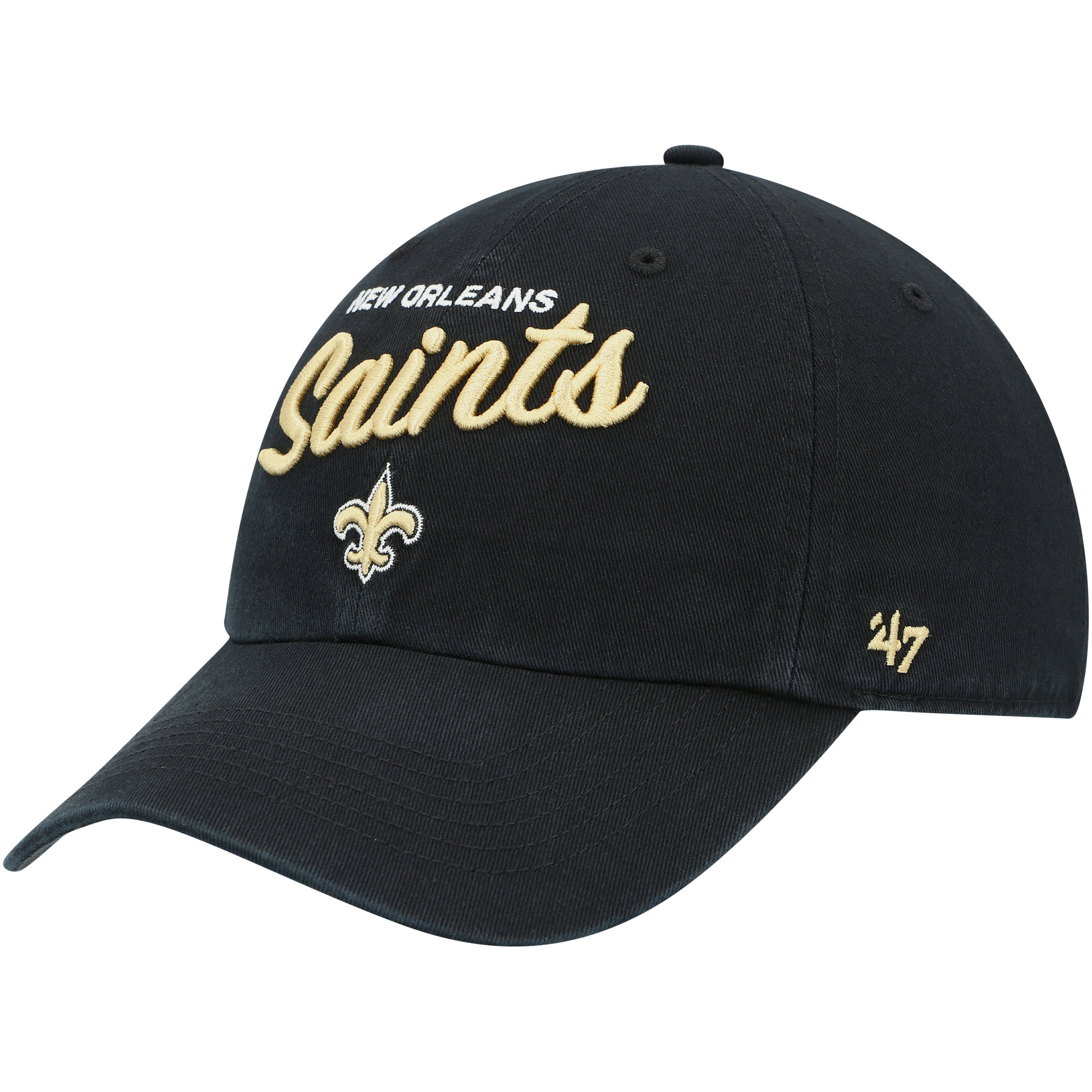 Women's '47 Black New Orleans Saints Phoebe Clean Up Adjustable Hat - Image 8