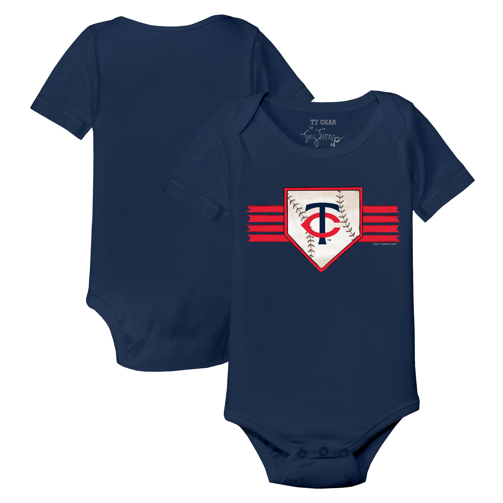 Infant Tiny Turnip Navy Minnesota Twins Base Stripe Bodysuit