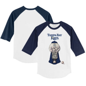 Infant Tiny Turnip White/Navy Tampa Bay Rays Gumball Machine Raglan 3/4 Sleeve T-Shirt