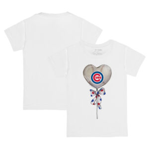 Toddler Tiny Turnip White Chicago Cubs Heart Lolly T-Shirt