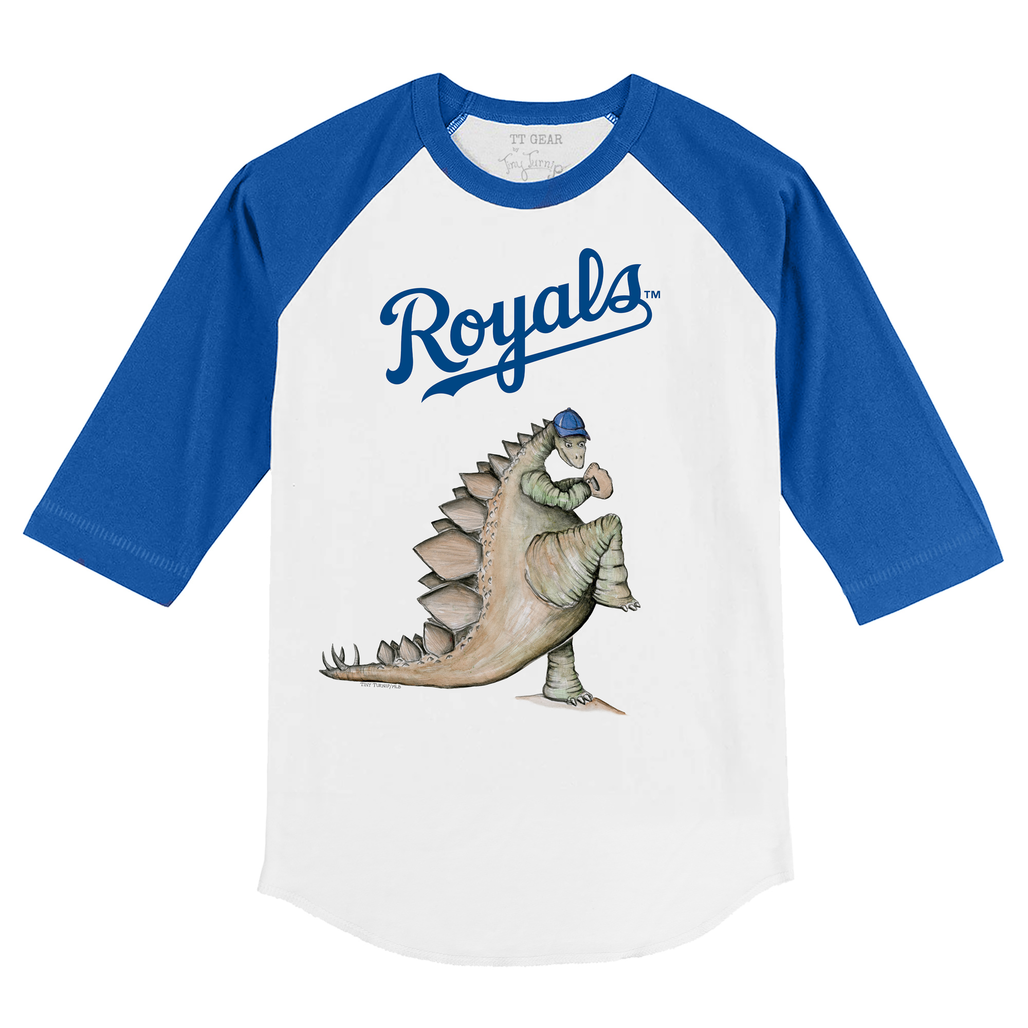 Toddler Tiny Turnip White/Royal Kansas City Royals Stega 3/4-Sleeve Raglan T-Shirt - Image 6