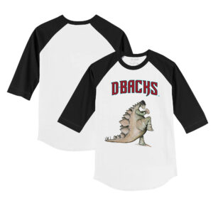Youth Tiny Turnip White/Black Arizona Diamondbacks Stega 3/4-Sleeve Raglan T-Shirt