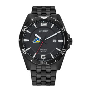 Men's Delaware Fightin' Blue Hens Citizen Quartz Black-Tone Stainless Steel Watch