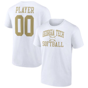Men's  White Georgia Tech Yellow Jackets Softball Pick-A-Player NIL Gameday Tradition T-Shirt