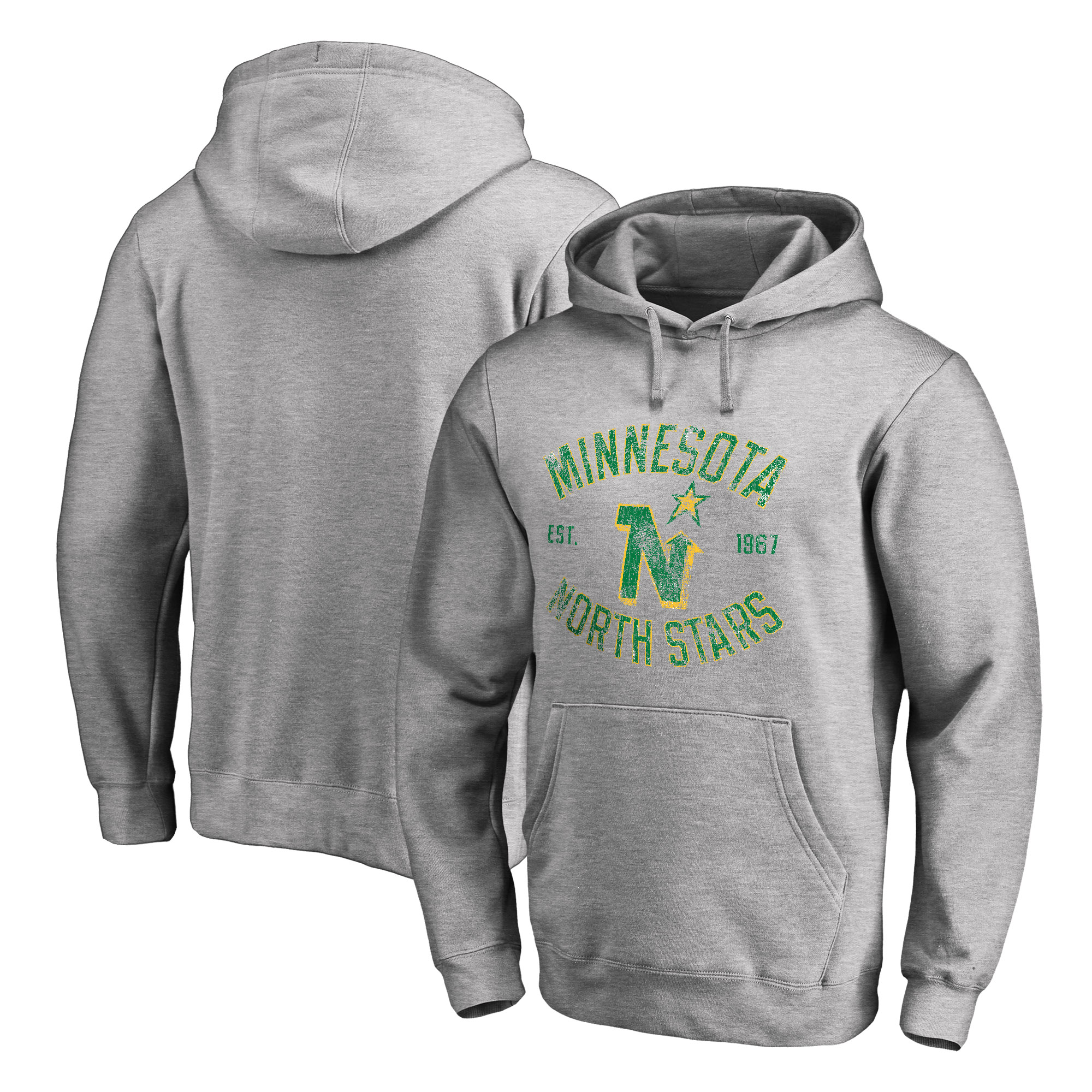 Men's Ash Minnesota North Stars Heritage Pullover Hoodie - Image 5
