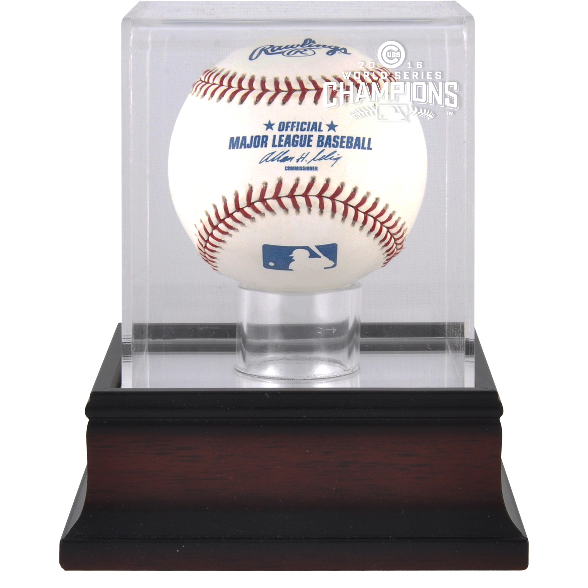 Chicago Cubs 2016 MLB World Series Champions Mahogany Logo Baseball Display Case