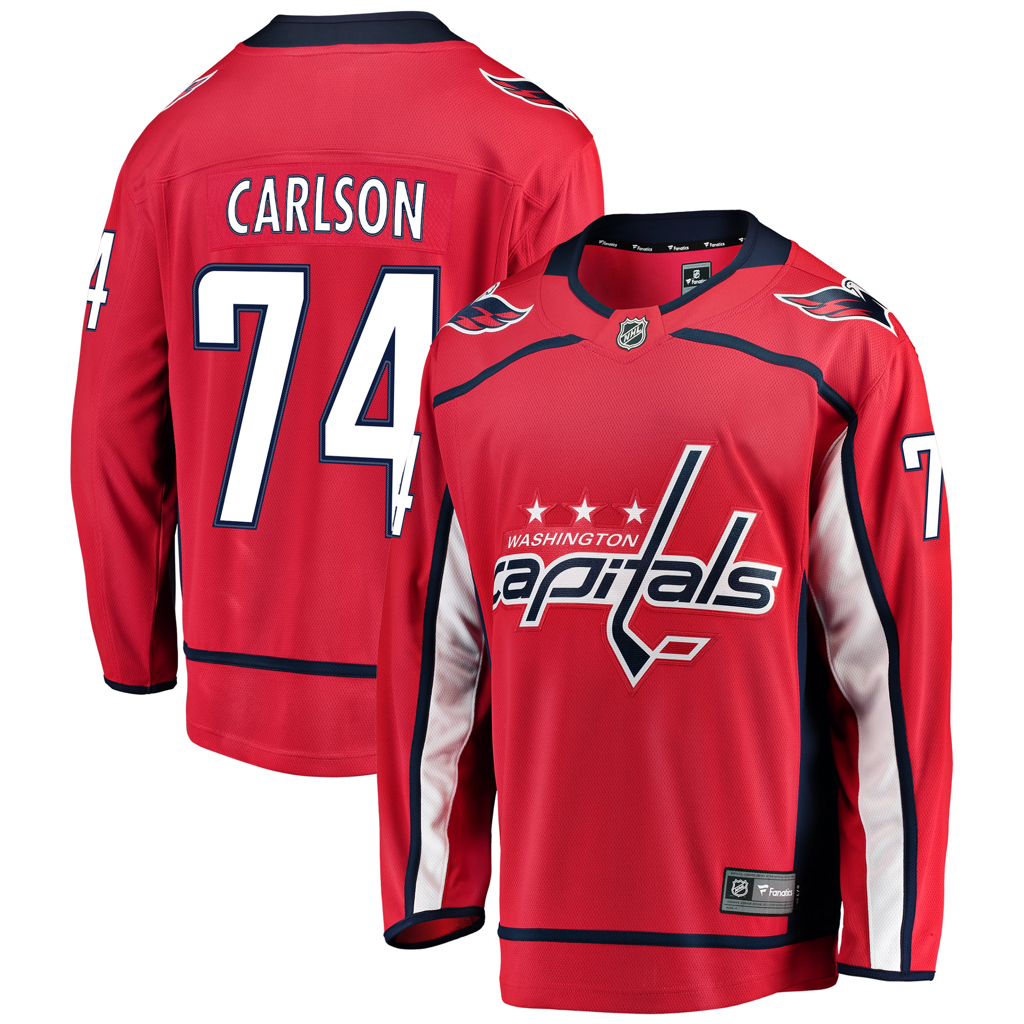 Men's Fanatics John Carlson Red Washington Capitals Home Breakaway Player Jersey - Image 2