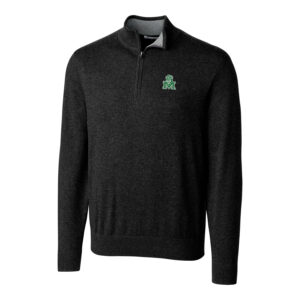 Men's Cutter & Buck Black Marshall Thundering Herd Lakemont Vault Logo 1/2-Zip Jacket