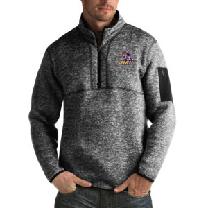 Men's Antigua Black James Madison Dukes Fortune Big & Tall Quarter-Zip Pullover Jacket
