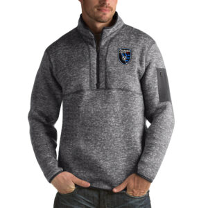 Men's Antigua Heather Black San Jose Earthquakes Fortune Big & Tall Quarter-Zip Pullover Jacket