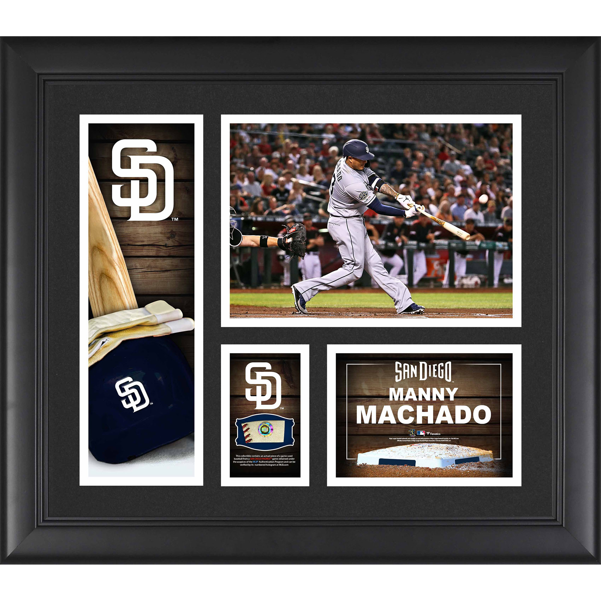 Manny Machado San Diego Padres Framed 15" x 17" Player Collage with a Piece of Game-Used Ball