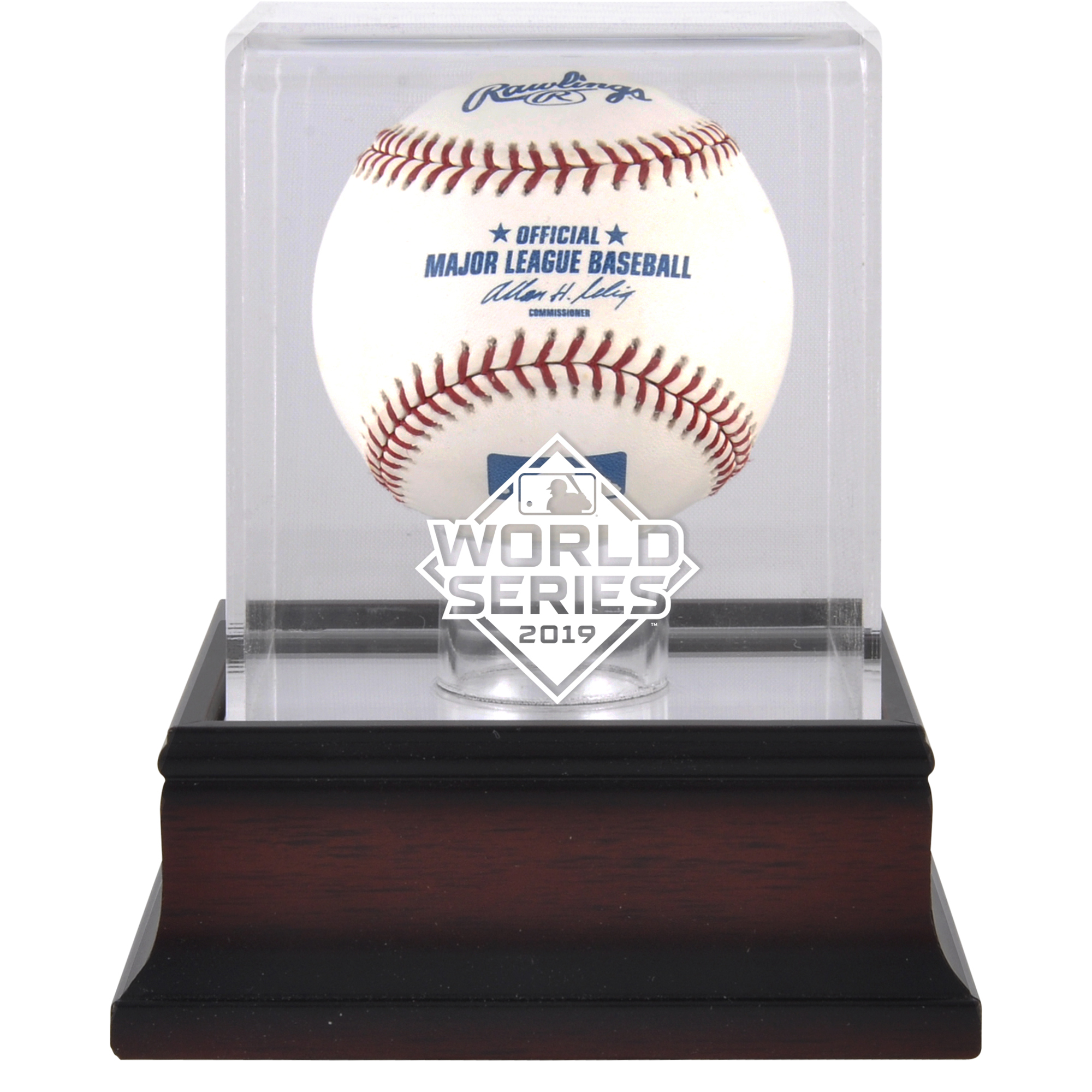 2019 World Series Logo Mahogany Baseball Logo Display Case