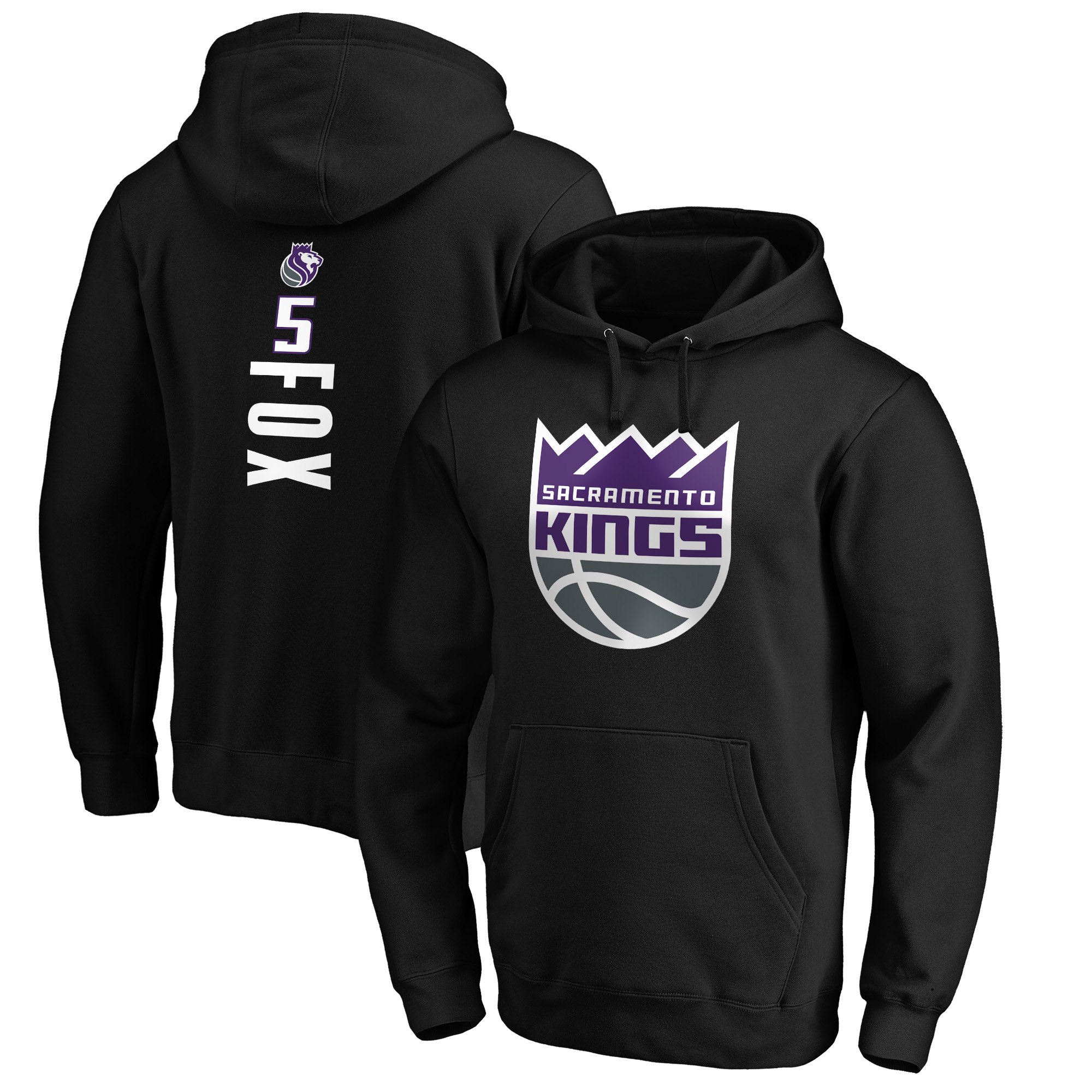 Men's De'Aaron Fox Black Sacramento Kings Playmaker Name & Number Pullover Hoodie - Image 5
