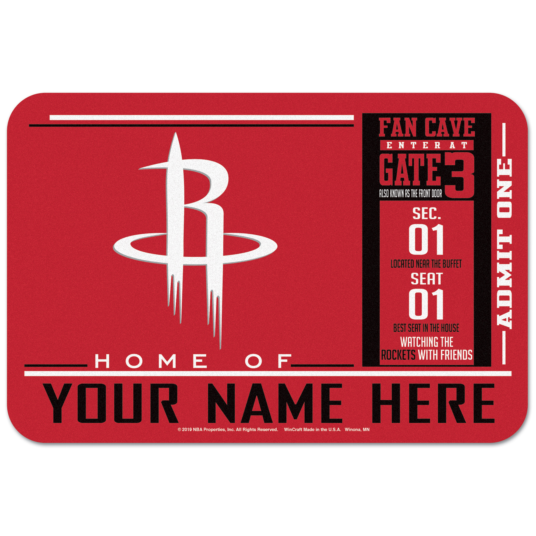 WinCraft Houston Rockets 20'' x 30'' Personalized Floor Mat