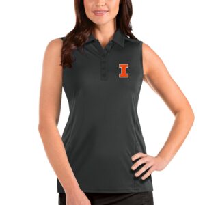 Women's Antigua Charcoal Illinois Fighting Illini Tribute Sleeveless Polo