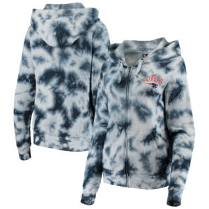 Women's New Era Navy New England Patriots Tie Dye Fleece Full-Zip Hoodie