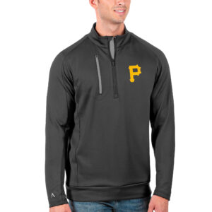 Men's Antigua Gray Pittsburgh Pirates Generation Quarter-Zip Pullover Jacket