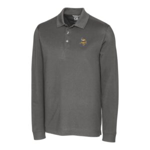 Men's Cutter & Buck Gray Minnesota Vikings Advantage Long Sleeve Polo
