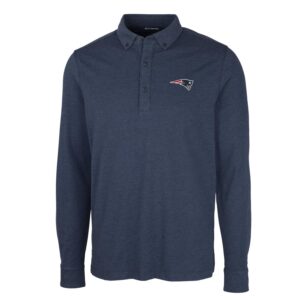 Men's Cutter & Buck Heather Navy New England Patriots Advantage Jersey Long Sleeve Polo