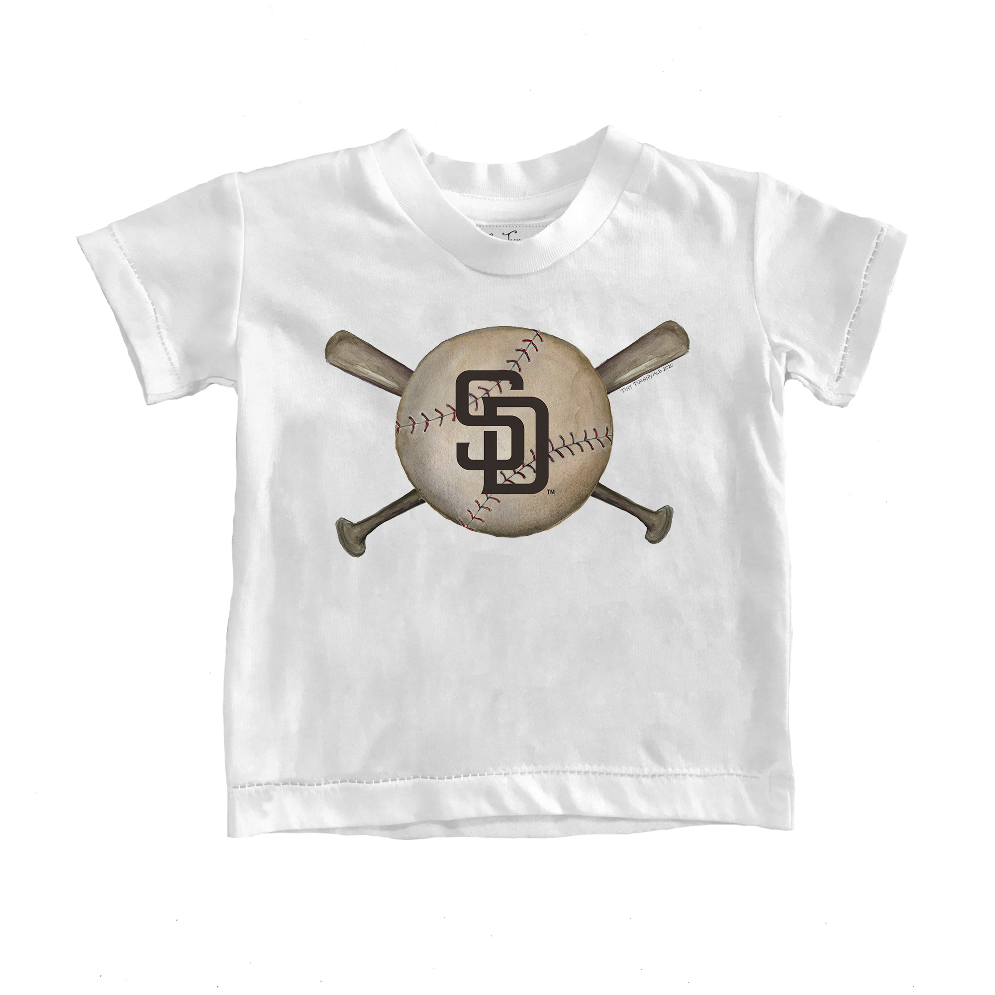 Youth Tiny Turnip White San Diego Padres Baseball Crossbats T-Shirt