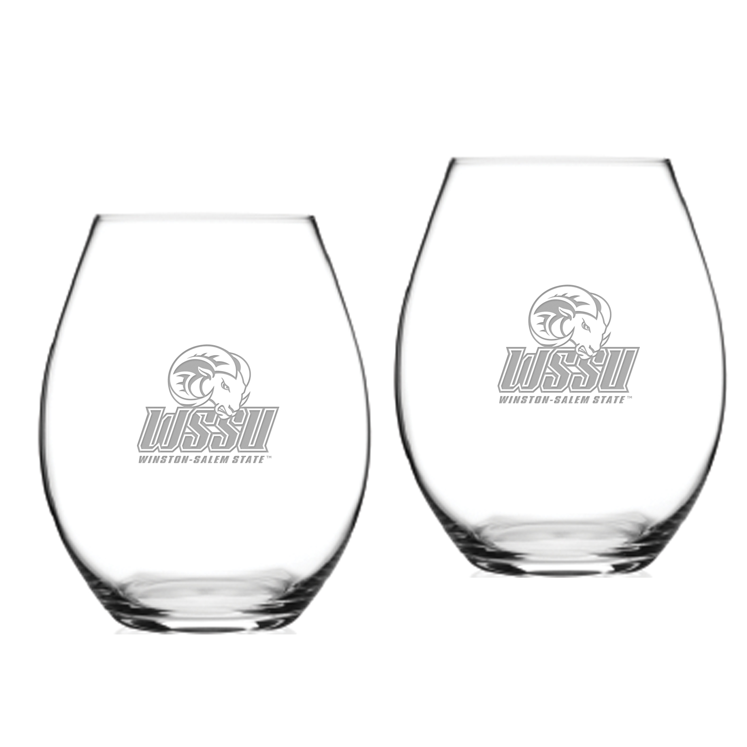 Winston-Salem State Rams 2-Piece 20oz. Riedel Stemless Wine Glass Set