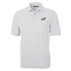 Men's Cutter & Buck Gray Philadelphia Eagles Virtue Eco Pique Stripe Recycled Polo
