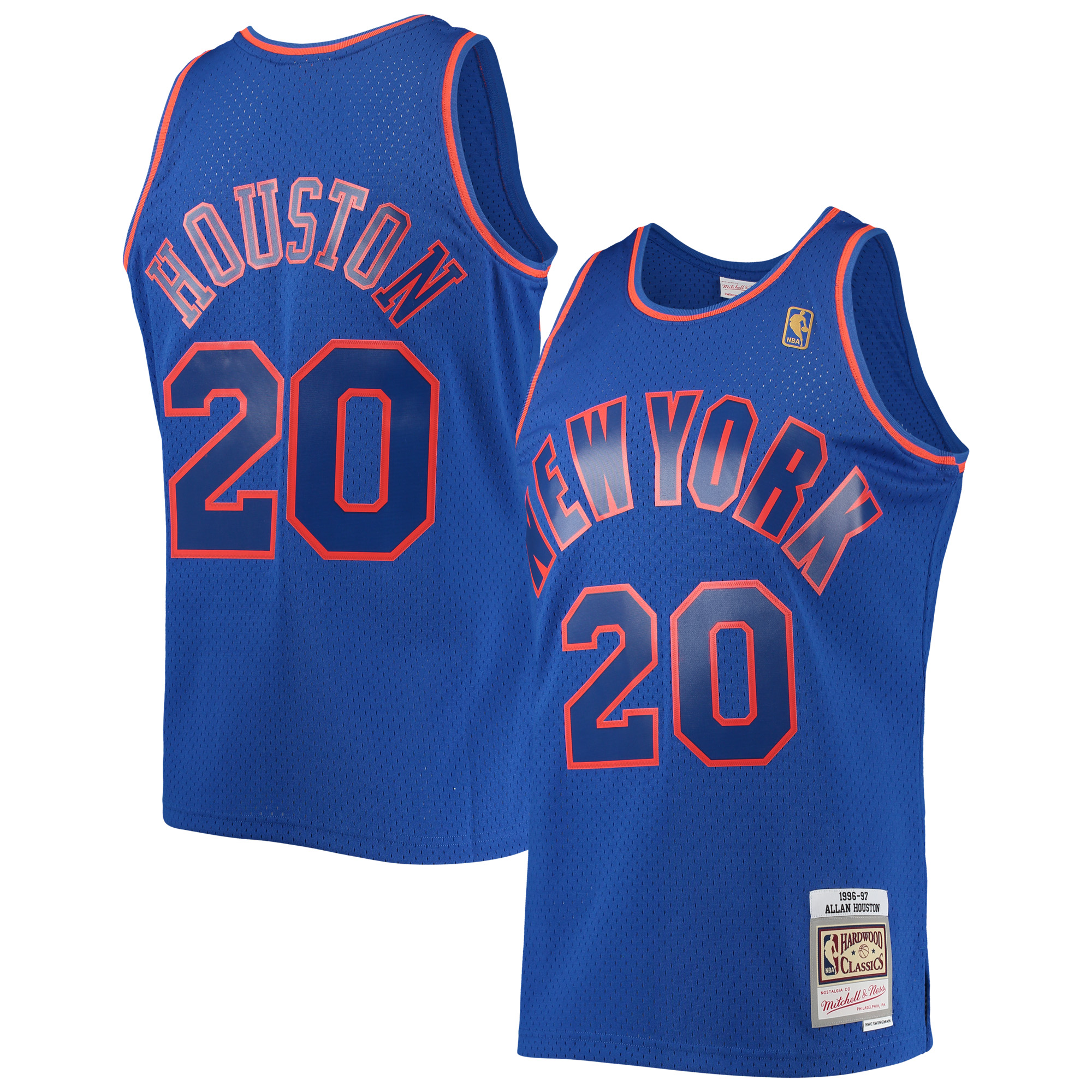 Men's Mitchell & Ness Allan Houston Blue New York Knicks 1996/97 Throwback Dark Swingman Jersey
